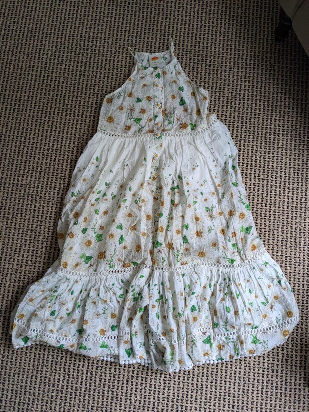 FARM Rio White Maxi Dress with Floral Print